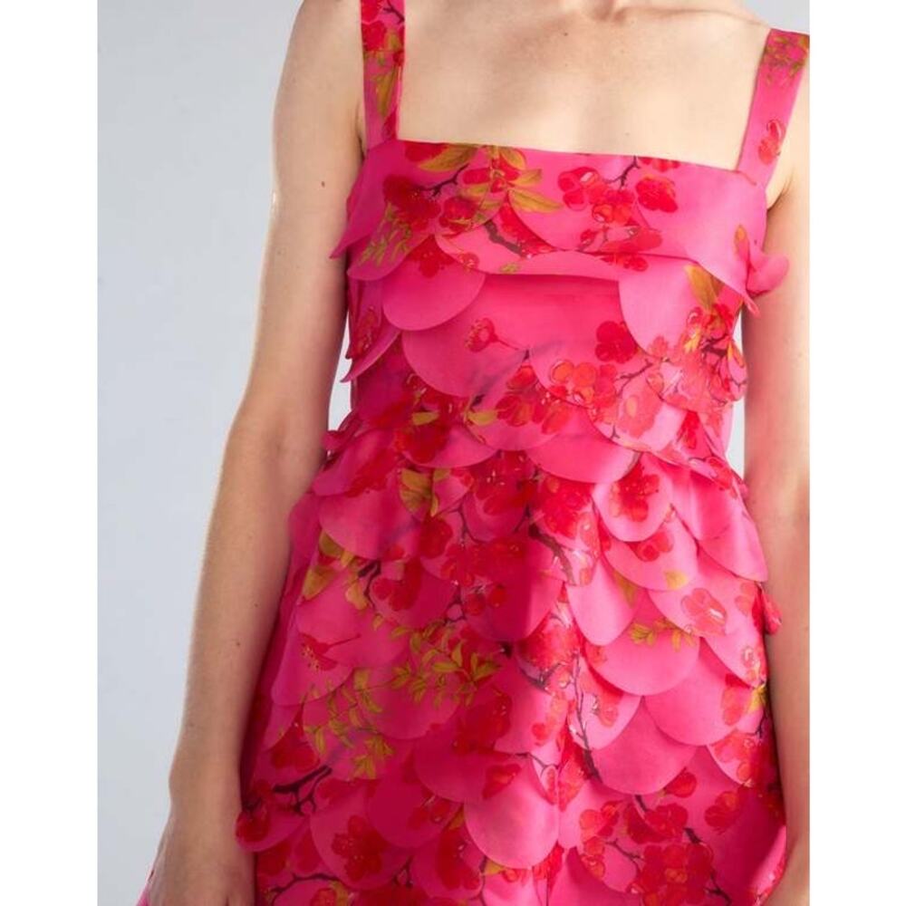 Cynthia Rowley Scalloped Petal Midi Dress floral cherry blossom pink size 4 - Picture 2 of 16